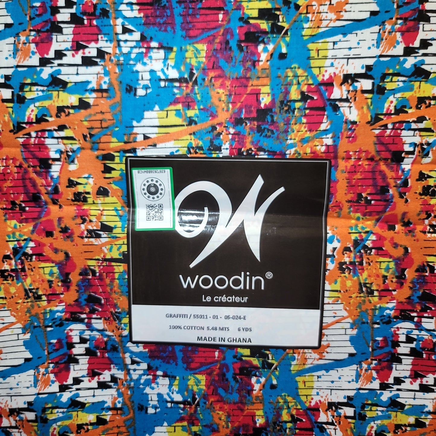 African Print Woodin Le Createur graffiti/55011 6yrds 100% Cotton