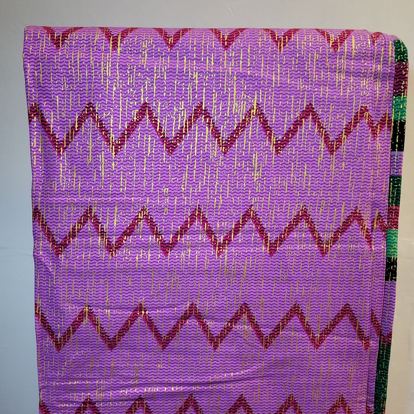 African Fabric VIP Fashion Kente gold 6 yards purple green 100% Cotton