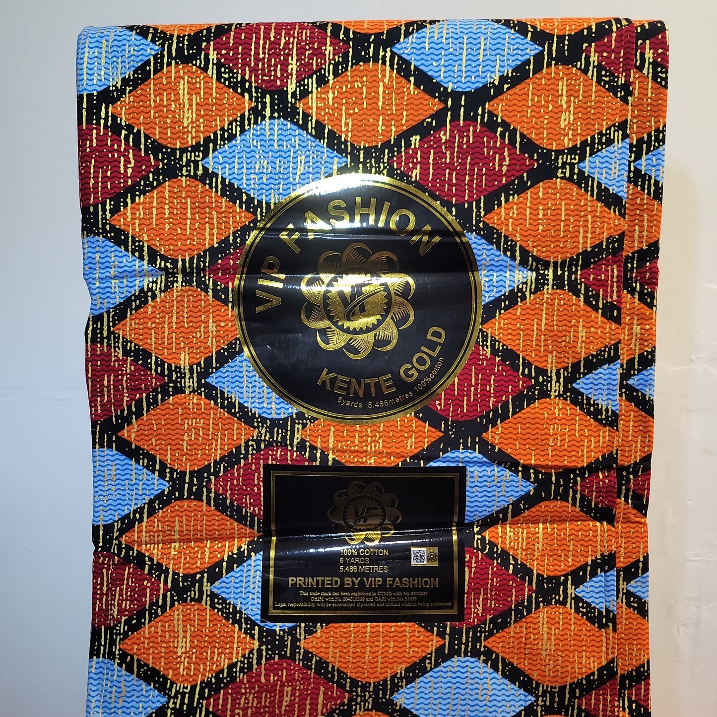 African Print VIP Fashion Kente gold 6 yards orange red gold 100% Cotton