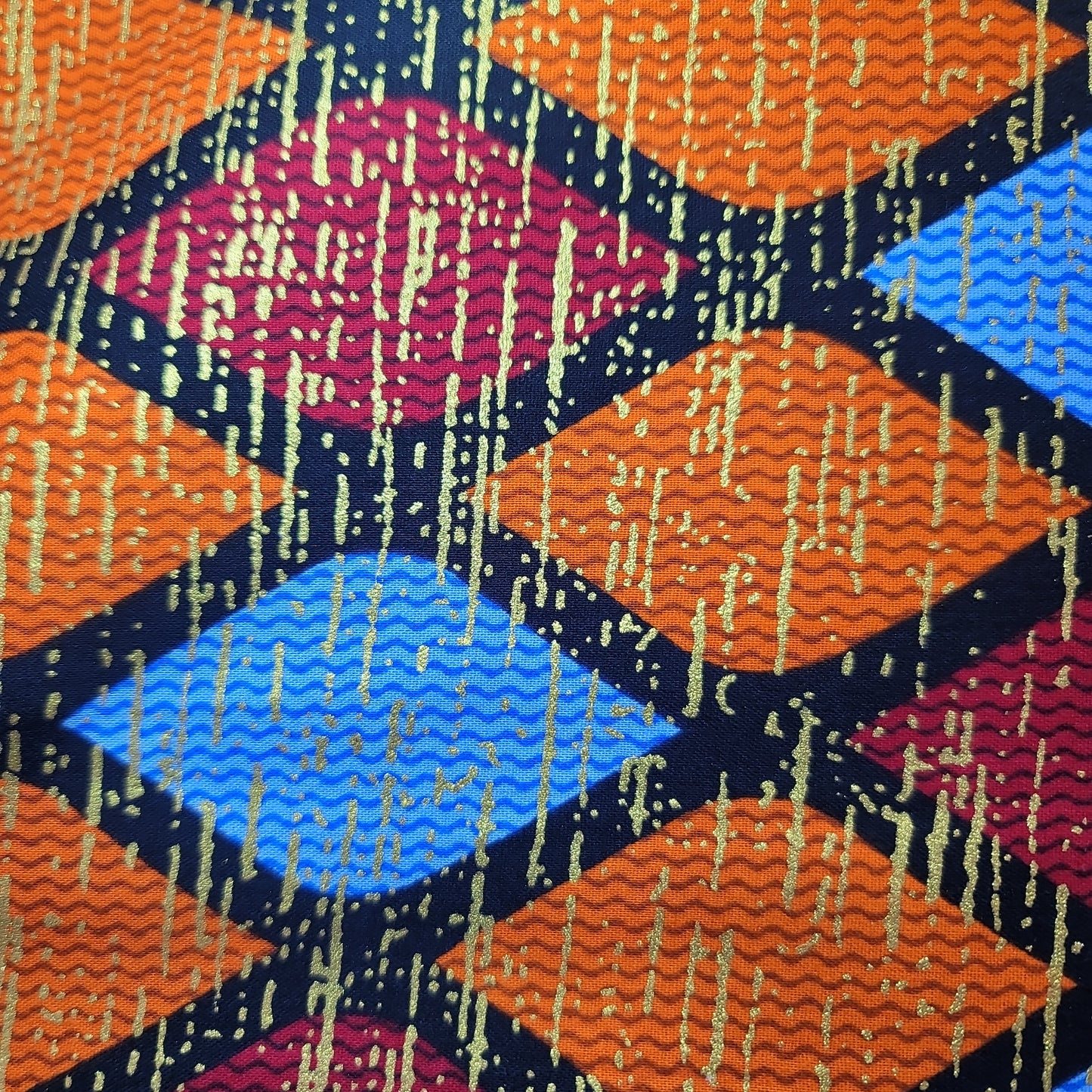 African Print VIP Fashion Kente gold 6 yards orange red gold 100% Cotton