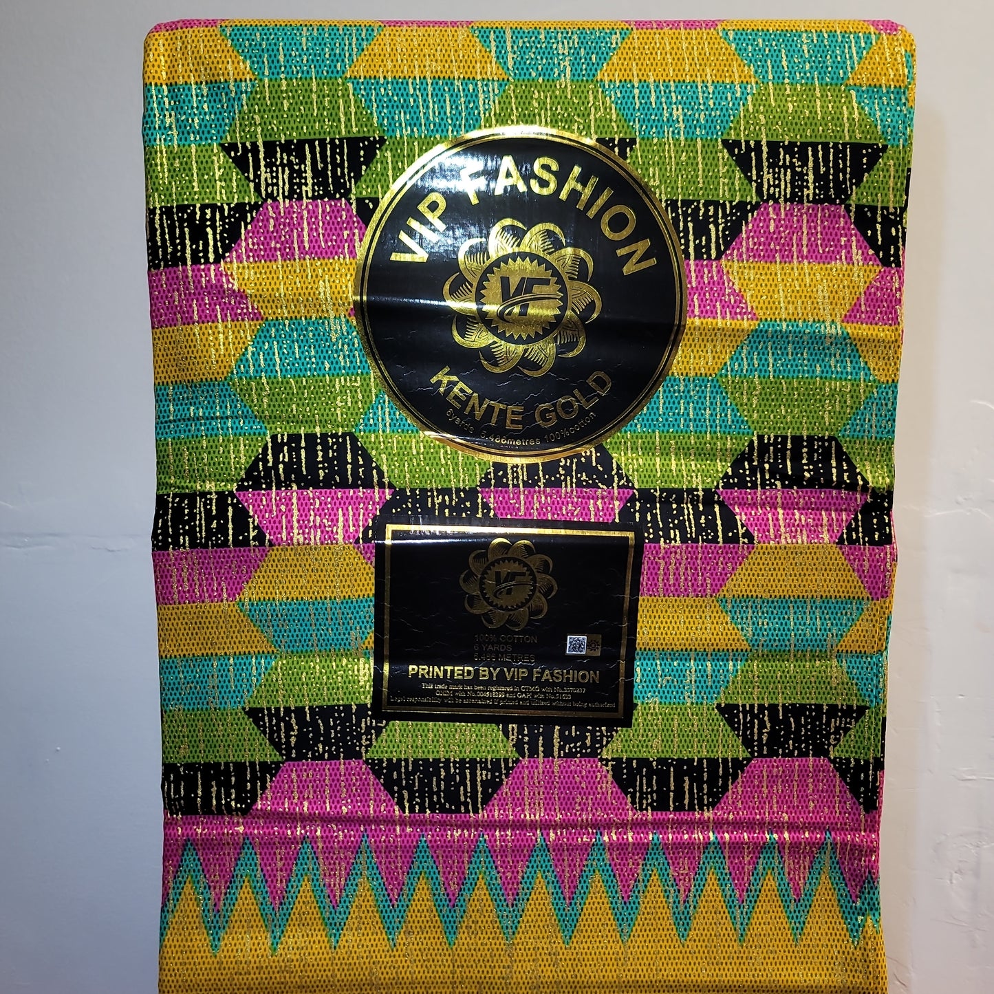 African Print VIP Fashion Kente gold 6 yards yellow 100% Cotton