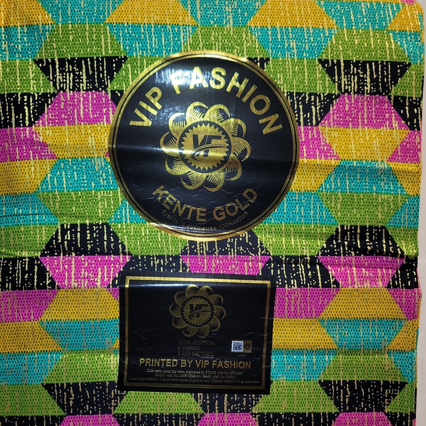 African Print VIP Fashion Kente gold 6 yards yellow 100% Cotton