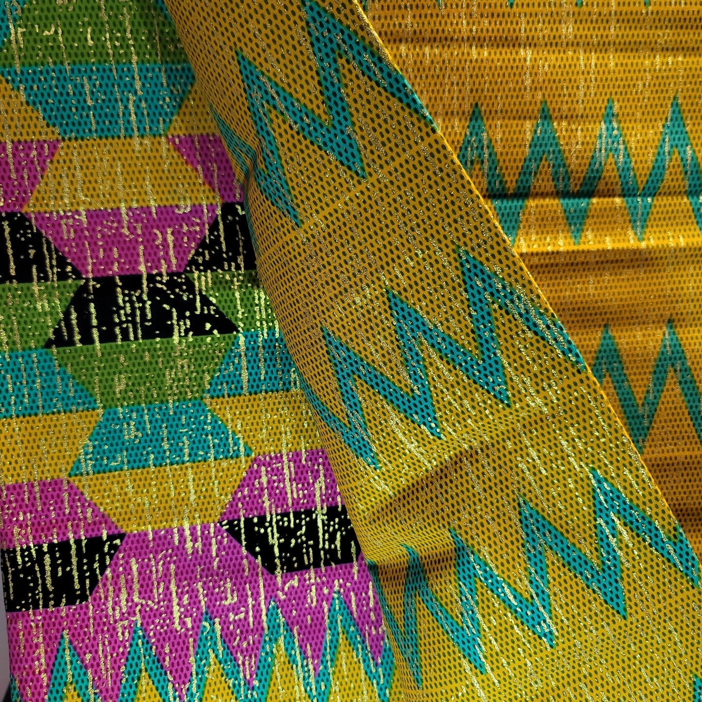 African Print VIP Fashion Kente gold 6 yards yellow 100% Cotton