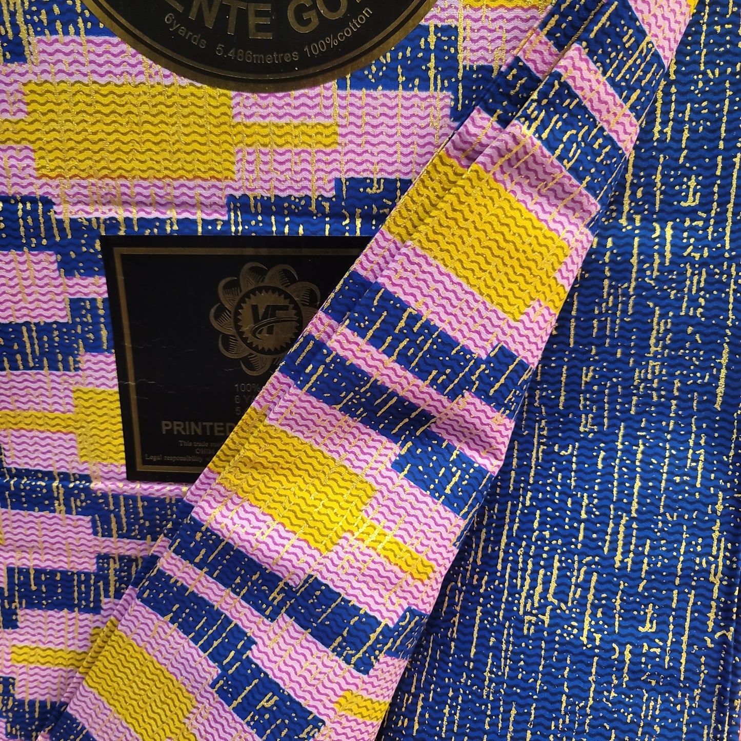 African Print VIP Fashion Kente gold 6 yards purple blue 100% Cotton