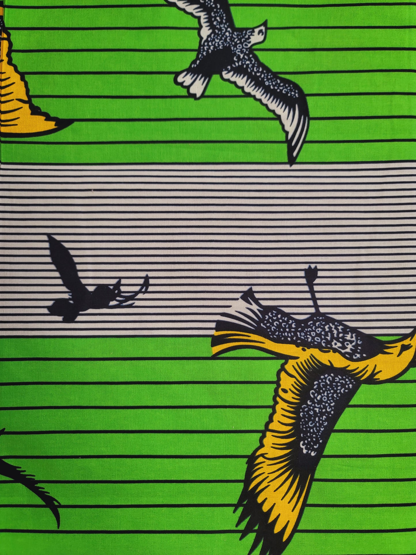 African Print Hollantex green birds 6 yards 100% Cotton