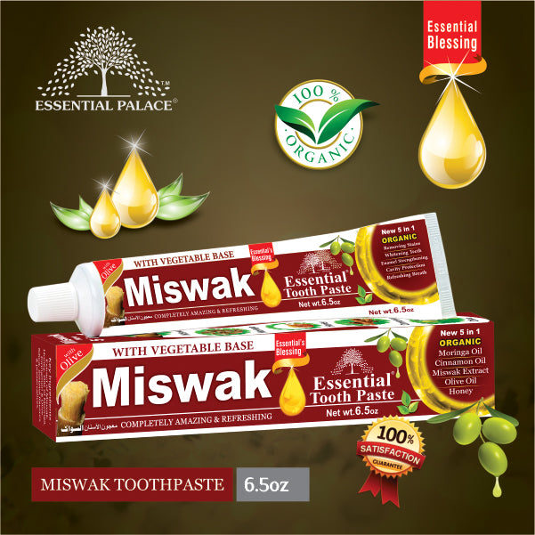 Essential miswak Honey Moringa toothpaste 6.05oz Organic Flouride free.