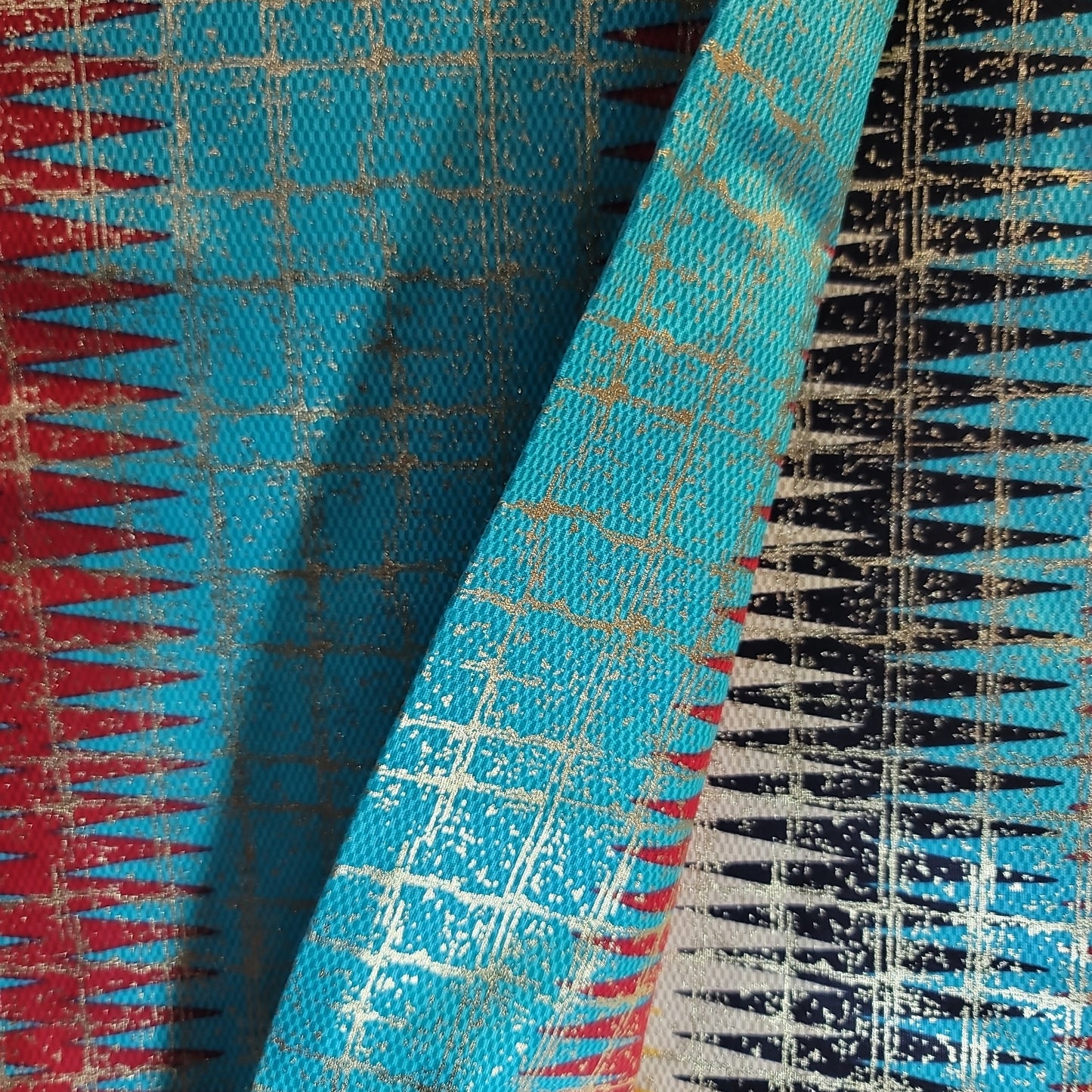 Rossberry KENTE Golden blue, red 6yards 100% Cotton