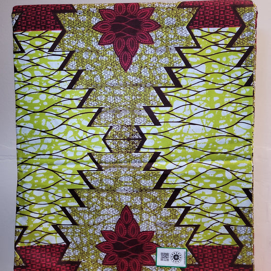 African Print GTP Adepa Premium grn 6 yards 100% Cotton