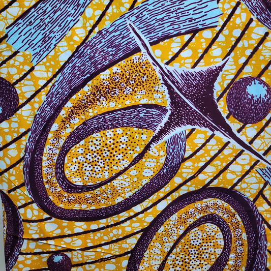 African Print Premium Olande block wax prints H214517 6 yards 100% Cotton