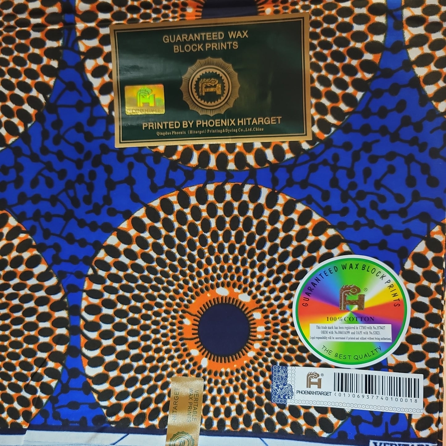 African Print Phoenix Hitarget  wax block prints blue  6 yards 100% Cotton