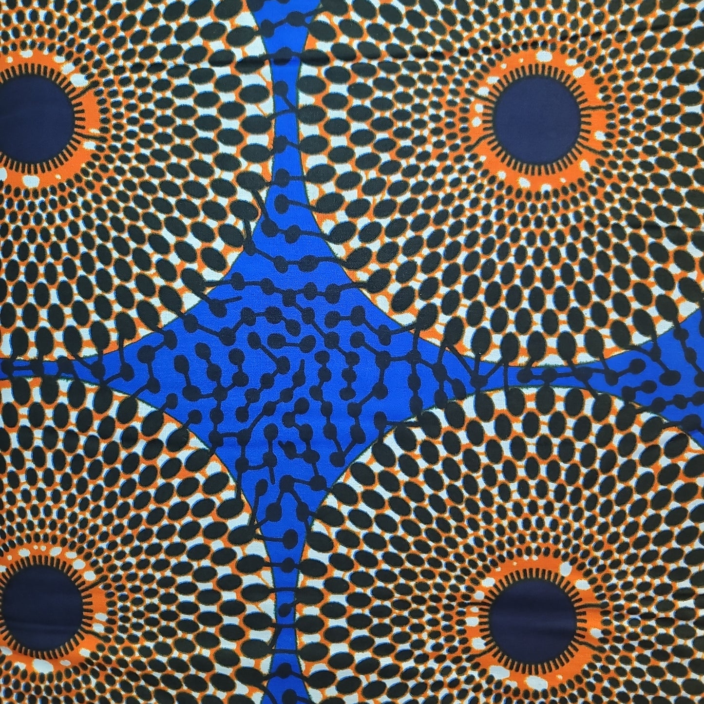 African Print Phoenix Hitarget  wax block prints blue  6 yards 100% Cotton