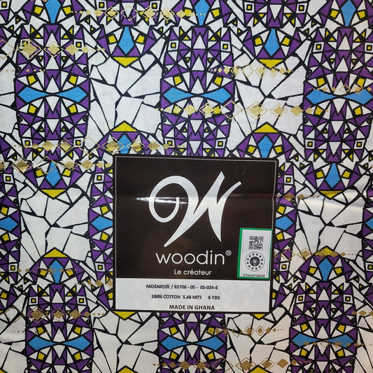 African Print Woodin Le Createur Mosaique 6yrds 100% Cotton