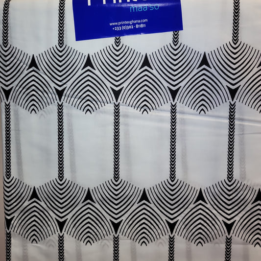 African Print Printex white Maa so 6 yards