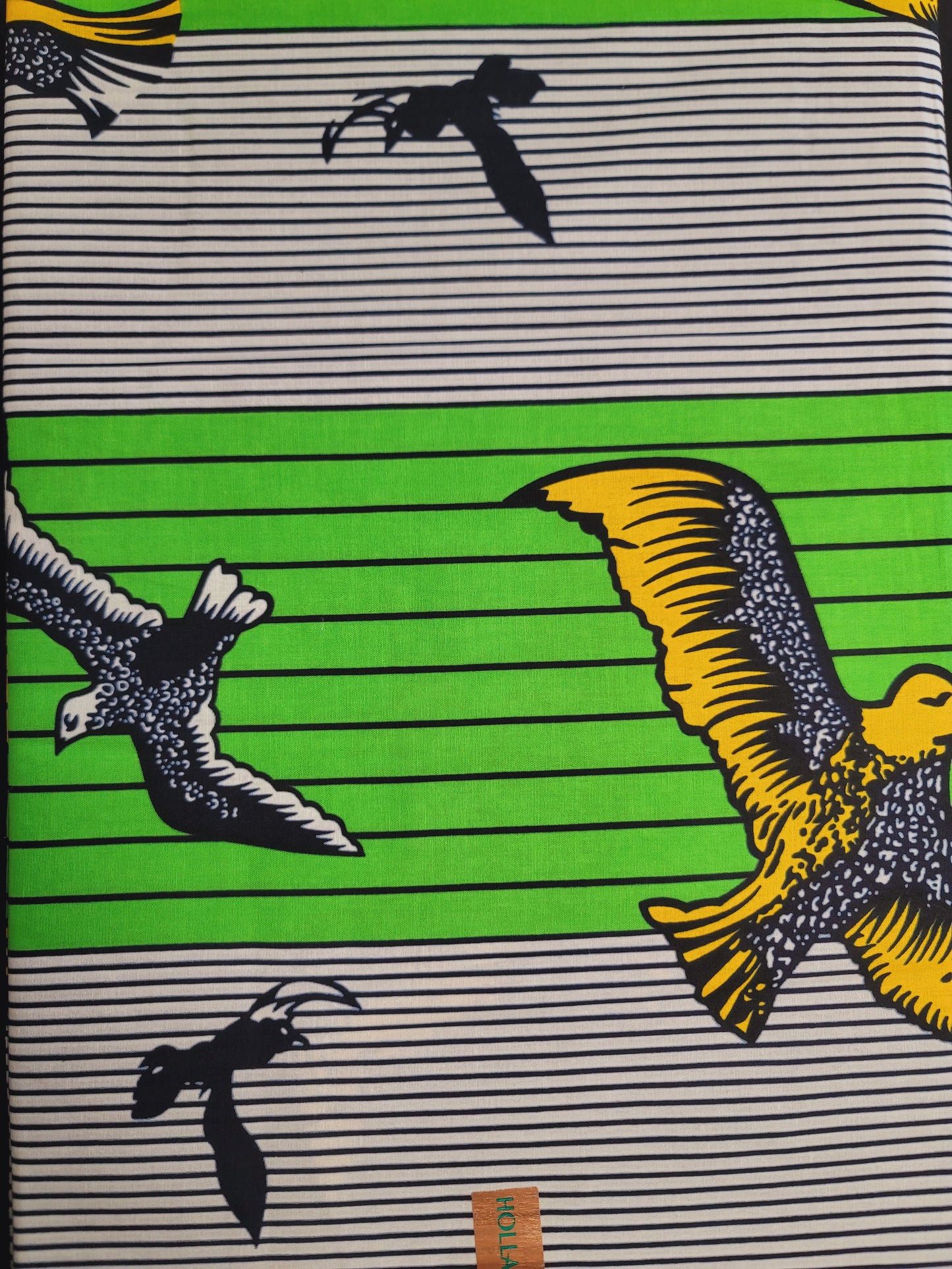 African Print Hollantex green birds 6 yards 100% Cotton