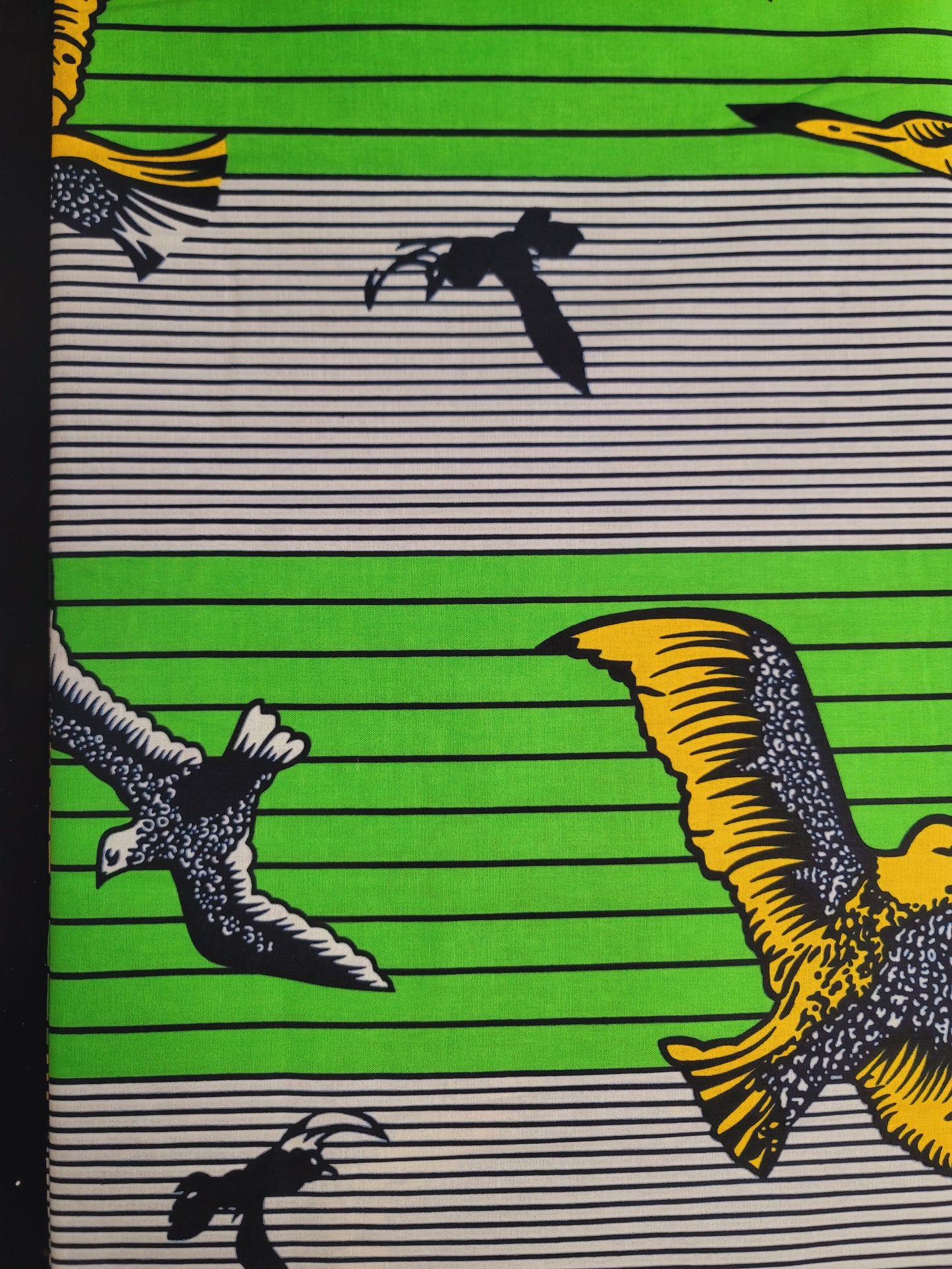 African Print Hollantex green birds 6 yards 100% Cotton